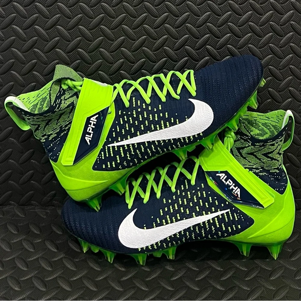 Nike Alpha Menace Elite 2‎ Flyknit Football Cleats Seahawks Mens Size 16